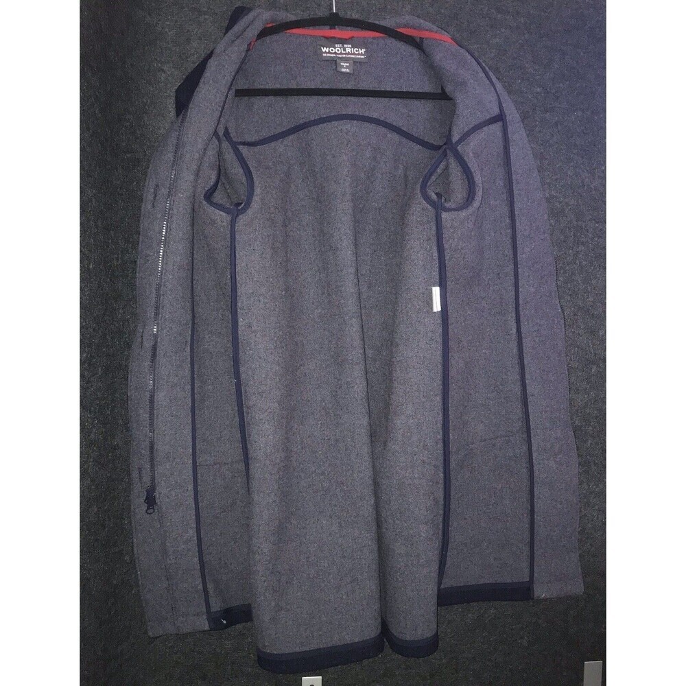 Woolrich Jacket Women's‎ Medium Wool Parka Long Coat Deep Navy Blue Horn Toggles - Picture 3 of 11